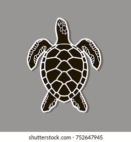 black sea turtle icon isolated on gray background