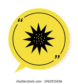 Black Sea urchin icon isolated on white background. Yellow speech bubble symbol. Vector