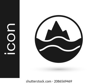 Black Sea and waves icon isolated on white background.  Vector