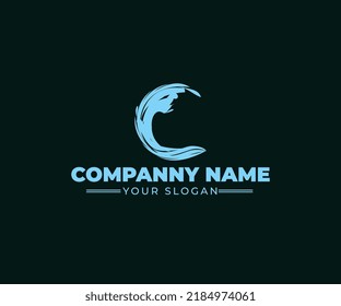 Black Sea Waves Vector Vintage Logo Design