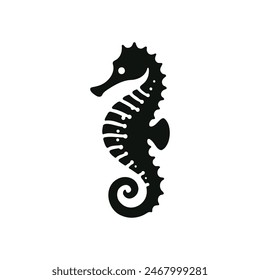 Black Seahorse Icon - Ocean Wildlife Graphic Illustration