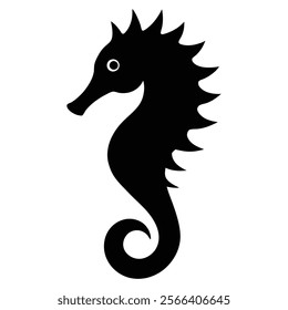 Black Seahorse Icon - Ocean Wildlife Graphic Illustration