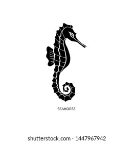 Black seahorse symbol vector illustration