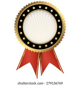 black seal of quality template with red ribbons