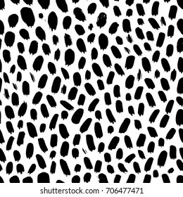 Black Seamless Abstract Pattern. Background with artistic strokes in black and white sketchy style. Design spot element for backdrops and textile.
