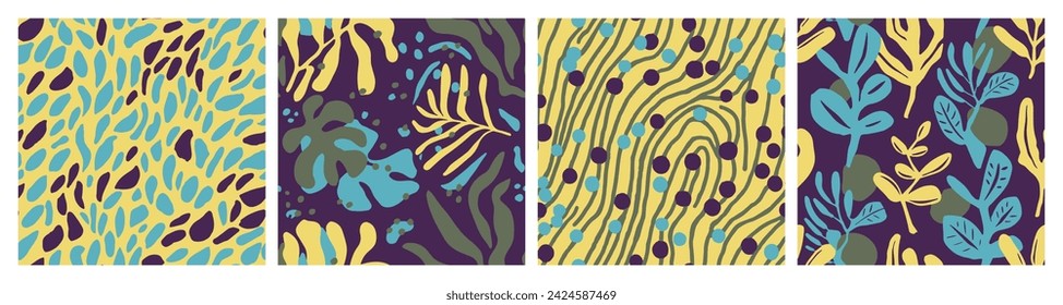 Conjunto de líneas elásticas abstractas negras sin costuras. Superficie de moda de garabato sin costuras azul, arte sin costuras. textura de plantilla gráfica clásica repetitiva brillante. 