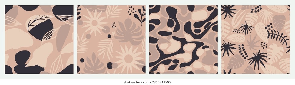 Diseño de líneas de árbol abstracto de color negro y transparente. Tejidos Decorativos De La Naturaleza Repetidos Por Pastel, Fondo Sin Marea. Decoración Repetitiva Hippie Estilo Natural. 