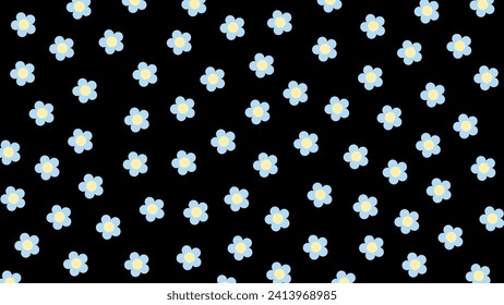 Schwarzer, nahtloser Hintergrund mit blauen Blumen