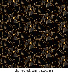 Black seamless background with gold flare and bows