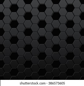 Black seamless background of hexagonal mosaic