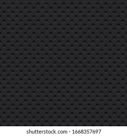 Schwarzer, nahtloser Hintergrund. Moderne metallisch perforierte Textur. Vektorillustration.