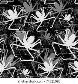 Black seamless background with spiders