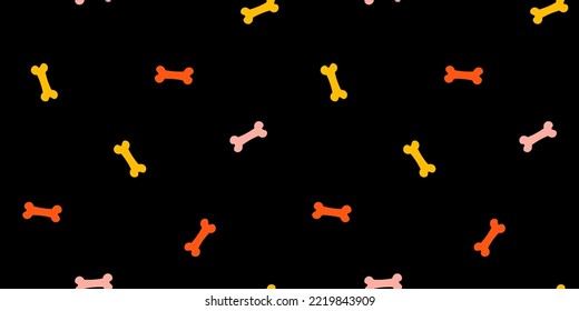 Black seamless banner with colorful bones.