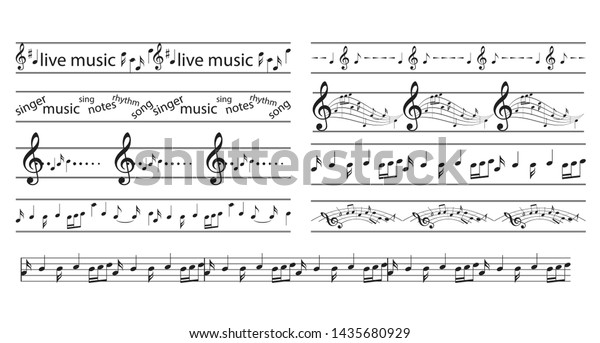 black seamless borders with music notes - vector\
musical frames