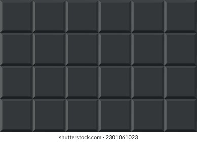 Black seamless brick texture. Simple clean dark background texture. 3D Vector interior wall panel pattern.