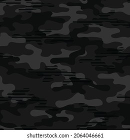 black seamless camouflage. print on clothes or print. vector.