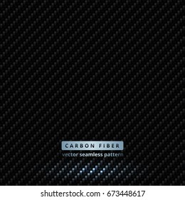 Black seamless carbon fiber. Vector texture consist of 36 highly detailed woven tiles. Realistic surface for automotive fashion, industrial design. Turn off spot layer to use a uniform macro pattern.