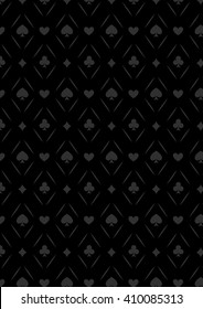 Black seamless casino gambling poker background or dark   pattern and cards symbols. Seamless pattern is in the swatches palette. Casino gambling games background