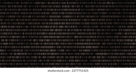 Black seamless corduroy with a soft texture and horizontal ribs. Plush textile material for clothing and upholstered furniture. Vector background with velor pattern