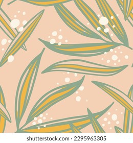 Black Seamless Creative Beach Textile Print. Bright Repeated Summer Organic Artwork, Seamless Wallpaper. Green Endless Contemporary Spring Scribble Pattern. 