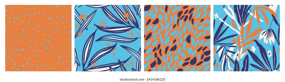 Black Seamless Creative Flora Invitation Texture. Vivid Seamless Summer Fresh Artwork, Seamless Design. Dark Endless Color Modern Template Pattern. 