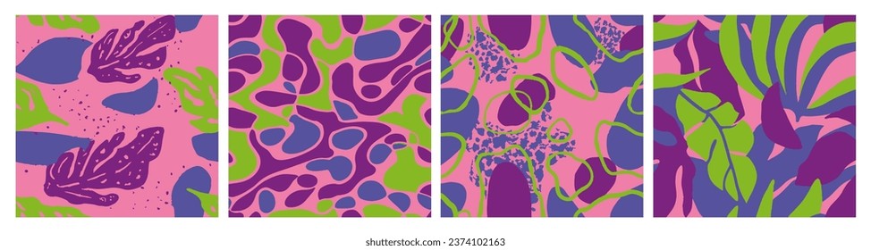 Black Seamless Creative Fresh Invitation Collection. Purple Continuous Summer Beauty Textile, Seamless Wallpaper. Pastel Repetitive Classic Artistic Paint Backdrop. 