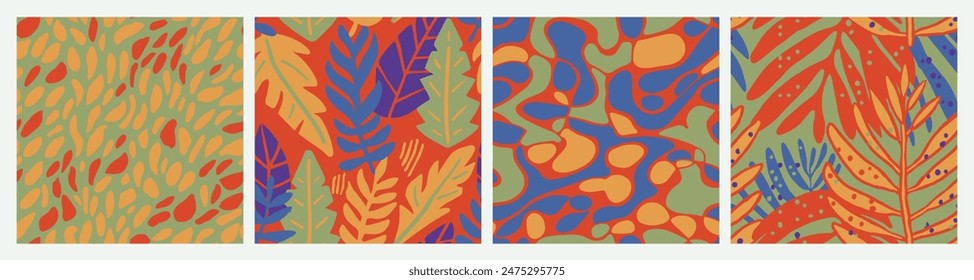 Diseño de elemento gráfico creativo sin costuras negro. Morado sin fin ornamento de playa contemporáneo, arte sin costuras. brillante Vector de telas de follaje de verano repetitivo. 