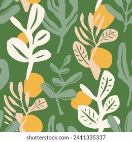 Black Seamless Creative Natural Surface Design. Vivid Continuous Nature Decorative Style, Seamless Backdrop. Green Seamless Contemporary Graphic Invitation Art. 