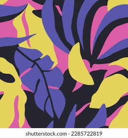 Black Seamless Creative Simple Illustration Pattern. Pastel Repetitive Doodle Garden Lines, Seamless Wallpaper. Vivid Endless Fashion Vintage Textile Design. 