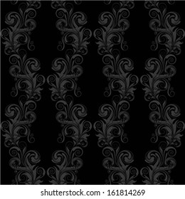 Black seamless damask pattern