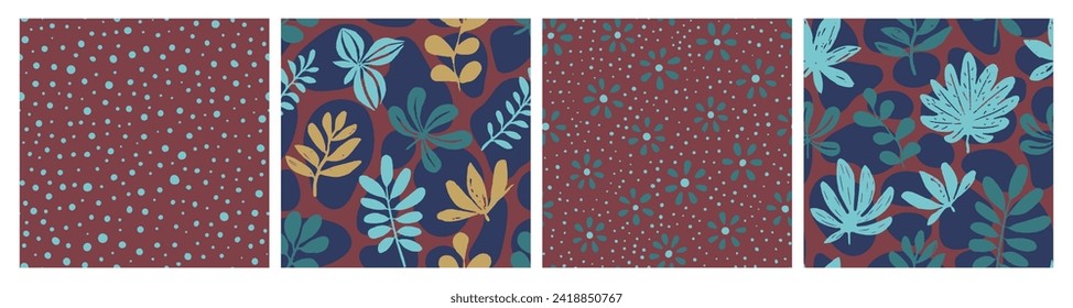 Black Seamless Decoration Beauty Element Pattern. Yellow Repetitive Summer Jungle Surface, Seamless Art. Bright Continuous Elegant Blossom Artwork Set. 