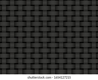 Black seamless decorative pattern of intersected stripes. Vector dark texture repeating geometric background illustration.