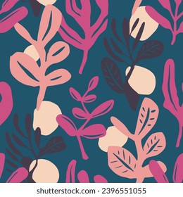 Patrón de Superficie de Doodle Beach de color negro sin foco. Forma Vintage De Moda Continua Rosa, Fondo Sin Margen. Colorida Y Repetida Textura Elegante De Plantilla Aislada. 