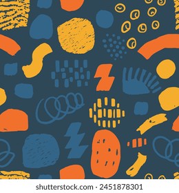 Black Seamless Doodle Isolated Element Texture. Colorful Repetitive Abstract Trendy Artwork, Seamless Silhouette. Light Continuous Summer Artistic Style Card