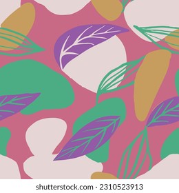 Black Seamless Doodle Retro Template Vector. Purple Seamless Color Beach Ornament, Seamless Print. Vibrant Continuous Abstract Tropic Illustration Art. 