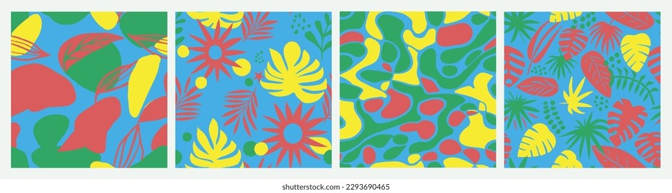 Black Seamless Doodle Retro Watercolor Art. Purple Repeated Fashion Fresh Element, Seamless Wallpaper. Yellow Endless Classic Flora Leaves Print. 