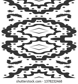 Black seamless ethnic pattern with triangles, zigzag, polygonal figures and nice looking curves. Fashion folk geometric print, tribal ornament.