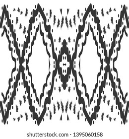 Black seamless ethnic pattern with triangles, zigzag, polygonal figures and nice looking curves. Fashion folk geometric print, tribal ornament.
