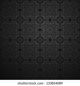 Black seamless floral background