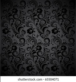 Black Seamless floral Pattern.