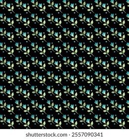 black seamless flower art pattern