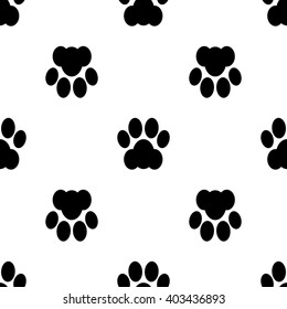 Black seamless of footstep cat paws. Vector illustration.