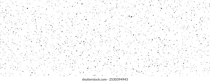 Black seamless grain speckle texture. Distress grunge dot background. Gritty splash repeated pattern. Splattered dirt grit overlay with drops, specks, flecks. Vector weathered noise for banner, poster