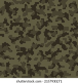 Black Seamless Graphic Digital Camo Texture. Repeated Desert Abstract Vector Camouflage Pattern.  Beige Repeated Colorful Geometric Soldier Fabric. Khaki Graphic Army Design. 