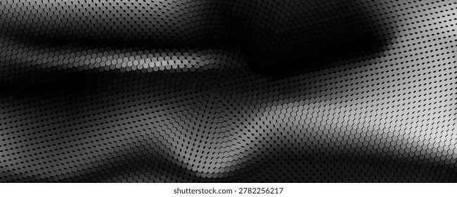 Black seamless hexagon texture. Repeated honeycomb pattern backgr