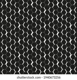Black seamless honeycomb hexagonal wall background.