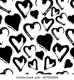 Black seamless ink heart. Vector illustration on white background