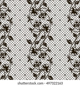 Black seamless lace floral pattern on white background. Infinitely wallpaper, decoration for your design, lingerie and jewelry. Your invitation cards, wallpaper, and more.