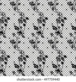 Black seamless lace floral pattern on white background. Infinitely wallpaper, decoration for your design, lingerie and jewelry. Your invitation cards, wallpaper, and more.