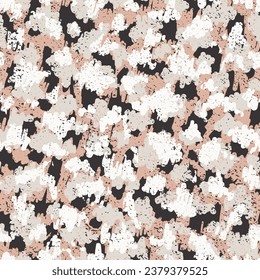Diseño de vectores militares sin foco negro. Acondicionamiento gráfico creativo y repetido en Beige. Camuflaje Deja Un Patrón Sin Maravillas Verdes De Vectores Del Ejército. Camoflage